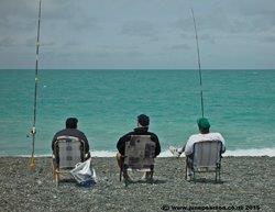 3b - Birdlings flat NZ, Men fishing - Banks Peninsula NZ